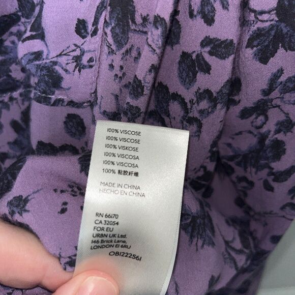 Pilcro Anthropologie Romy Shirt Womens XL Purple Floral Flowy Boho Button Blouse - Picture 6 of 7